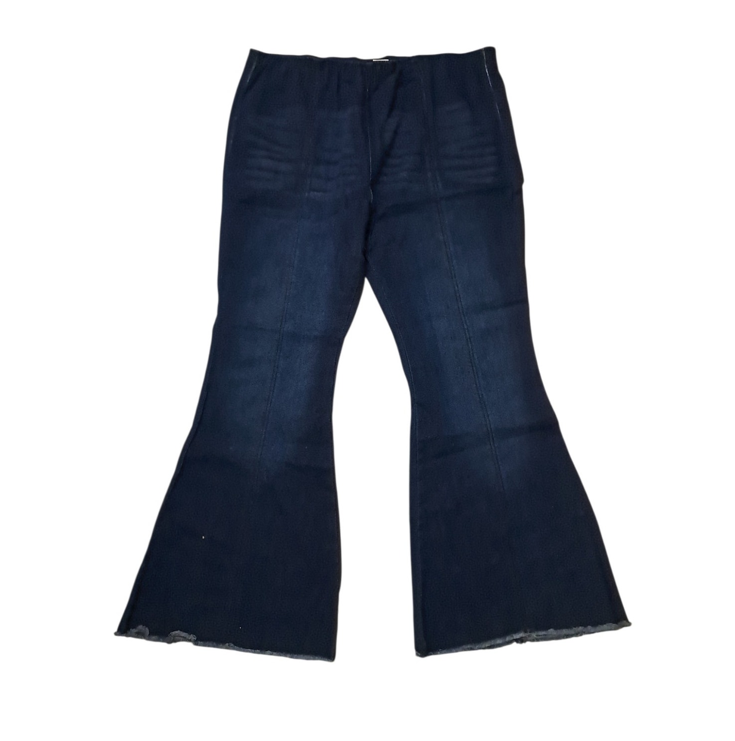 Plus Size Dk Blue Stretch Flare Jeans Size Xxl Festival Work School Frayed Hems